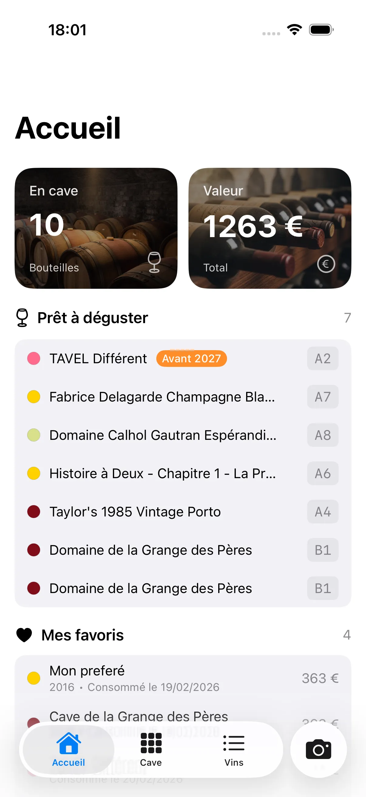 Vinarium dashboard